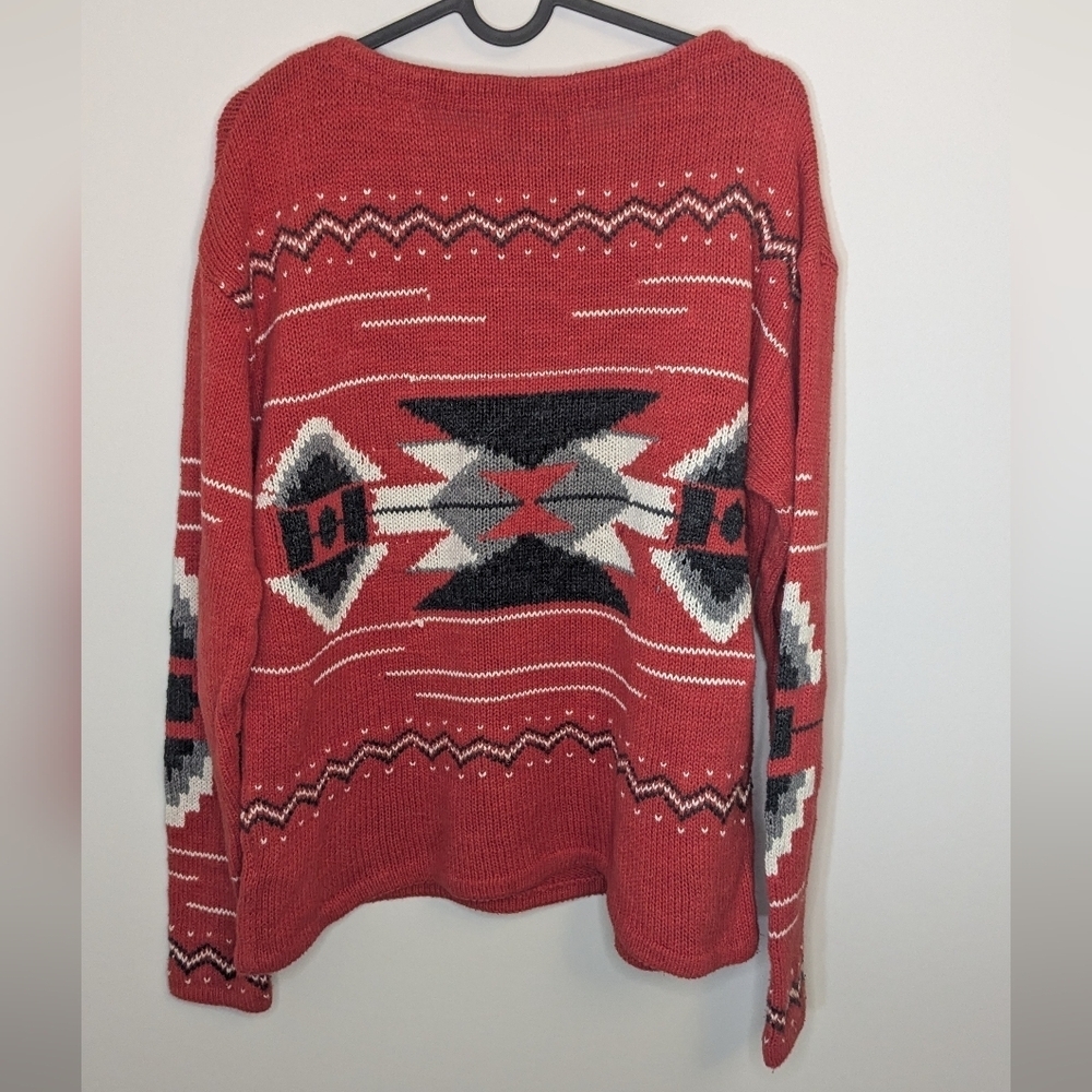 Vintage Ralph Lauren Jeans Sweater Aztec Southwestern Pullover Women L Hand Knit - Picture 7 of 10